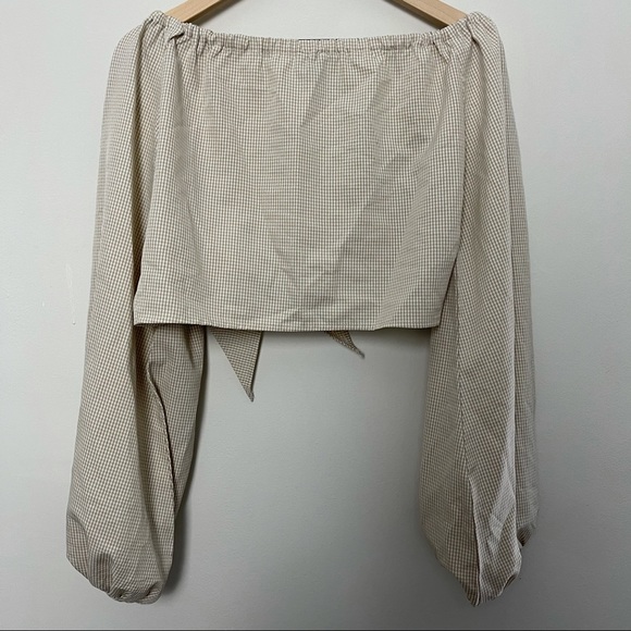 PRINCESS POLLY- Tie Front Crop Top Ballon Sleeve - Picture 7 of 7